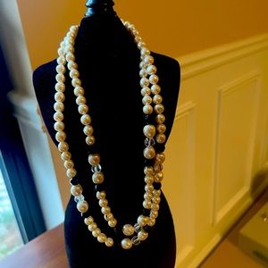 Black and Faux Pearl Necklace